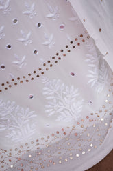 Chandni Unstitched Viscose Georgette Chikankari Suit length with Bottom and Dupatta-White